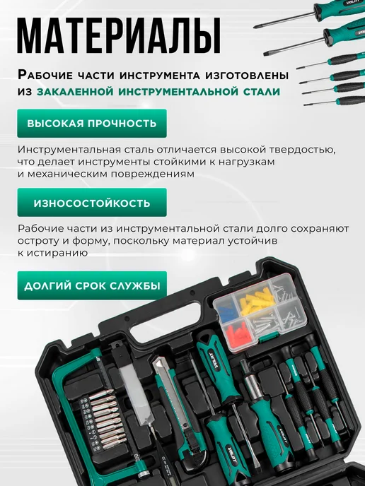 ВОЛАТ Набор инструментов для автомобиля 1 4" 6 гр 100 предметов, 6 г, фото 2