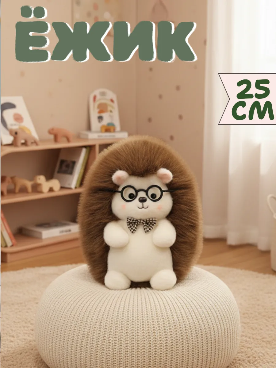 Мягкая игрушка ежик в очках 25 см