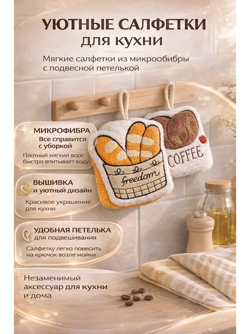 ANG3 Салфетки кухонные с петелькой набор 2 шт декор прихватка, 2 шт, фото 2