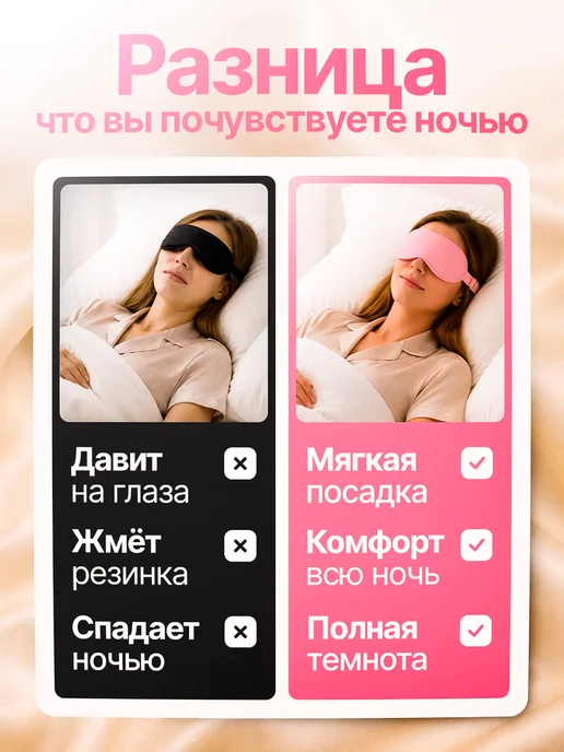 тихо Маска для сна, розовый, фото 4