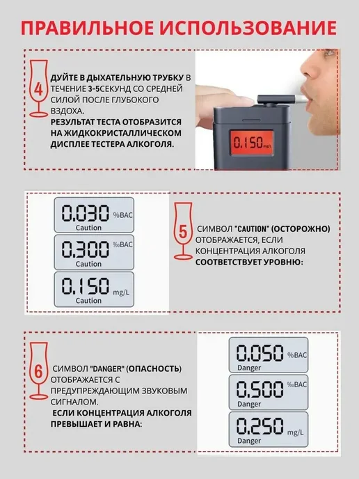 Profit Алкотестер профессиональный ГИБДД, черный, фото 4
