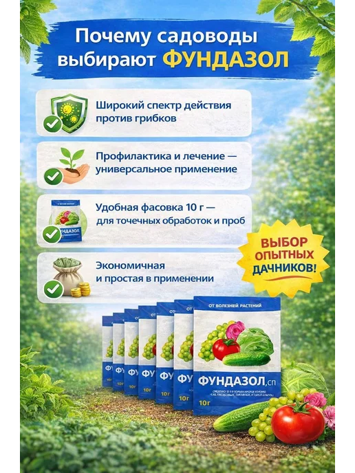 ЭкоДАЧА Фундазол от болезней растений и цветов 10 шт по 10г, 10 шт, 10 г, фото 2