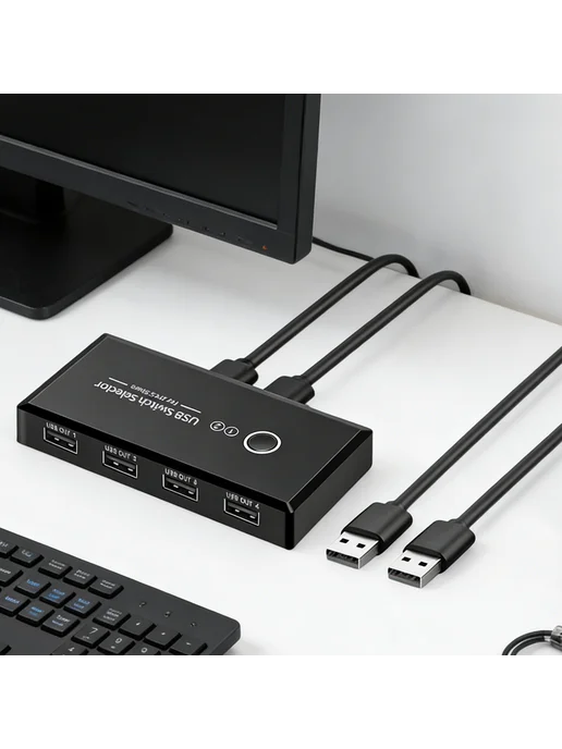 USB 3.0 коммутатор для 2 ПК, 4 порта, мышь, клава, принтер, вариант, фото 5