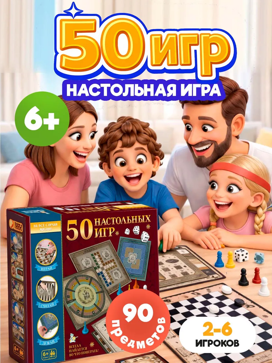Набор настольных игр "50 игр для всей семьи"