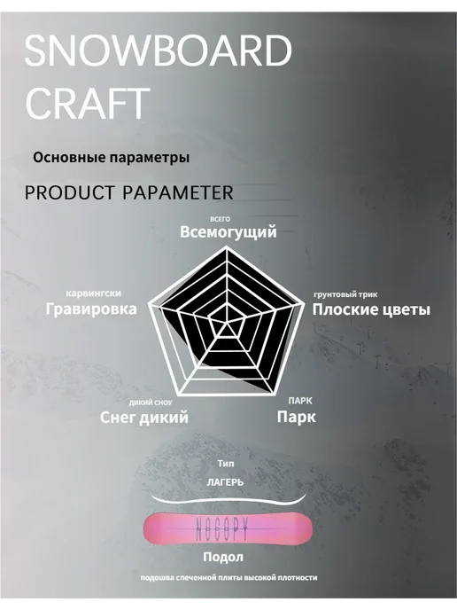 NOCOPY Сноуборд карбоновый универсальный -Миф о Черной Змее：, черный, фото 2