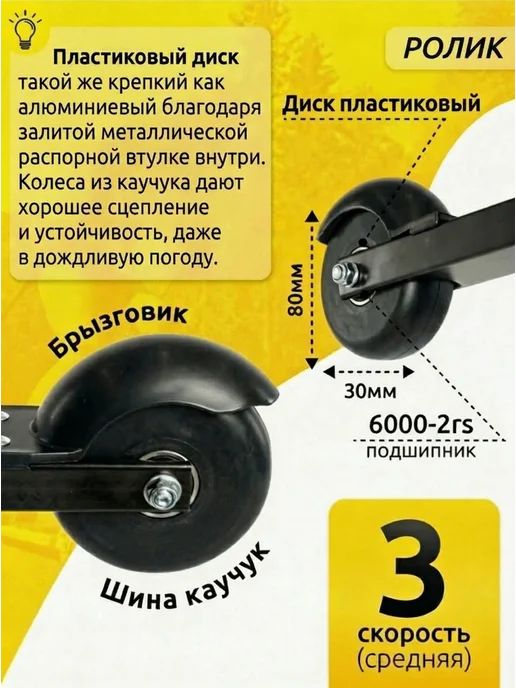 Shamov Лыжероллеры коньковые 03-1 пластиковый диск + SNS 02, черный, фото 4