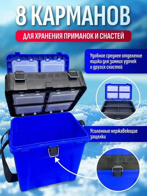 Щучья радость Ящик для зимней рыбалки и для хранения, синий, фото 5