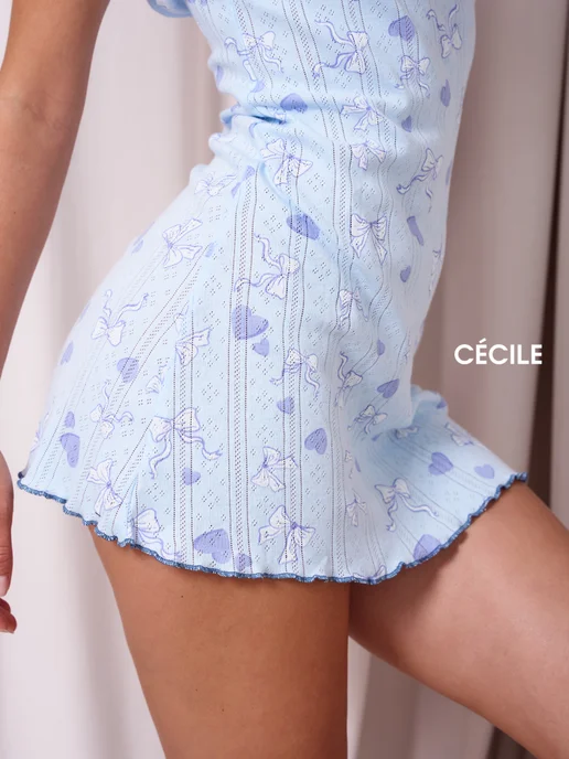 Cecile Ночная сорочка домашняя хлопковая, голубой, фото 5
