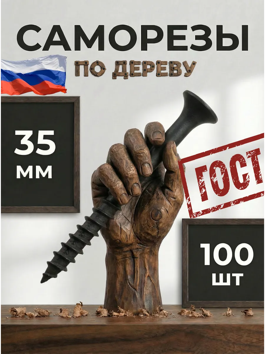 Саморезы по дереву 35 мм 100 шт черные + защитное покрытие