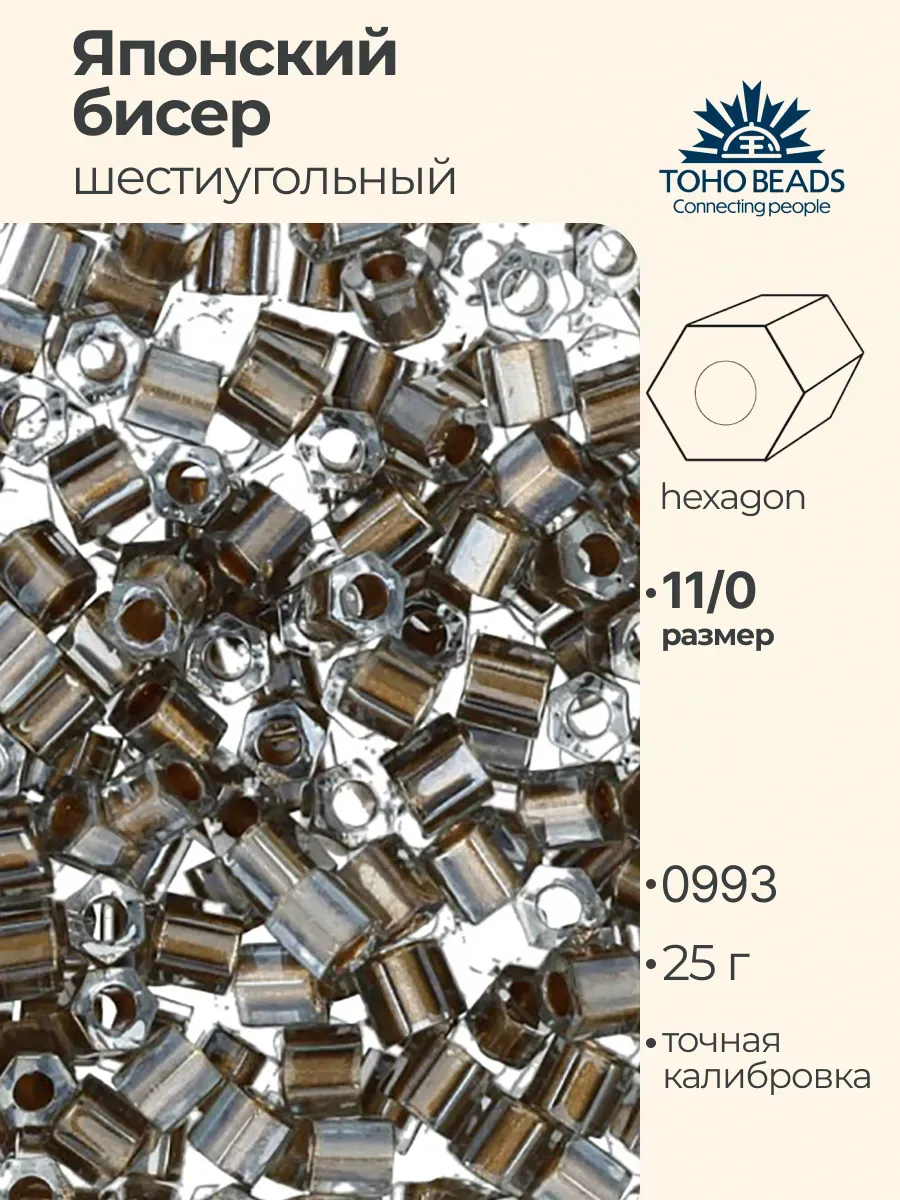 Бисер японский toho 11 HEXAGON 25г №0993 св. серый