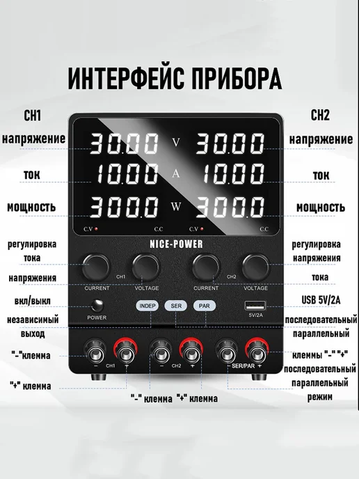 Двухканальный источник питания постоянного тока 60 В 5 А, Двухканальный постоянного тока 60, фото 2
