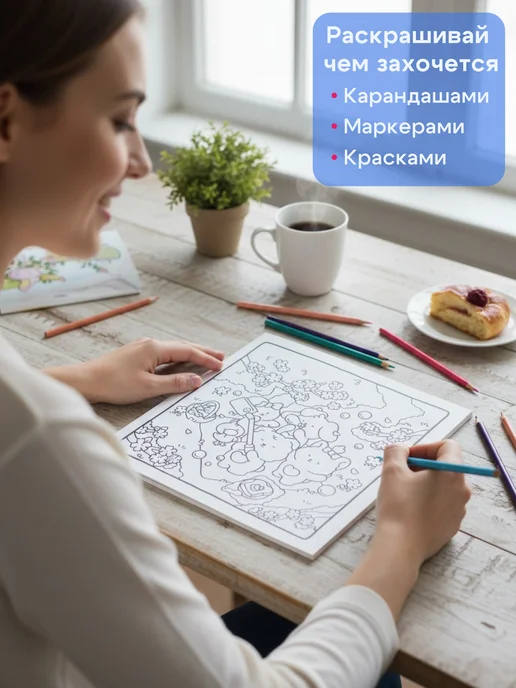 HomeActive Милая раскраска антистресс для девочек для детей, вариант, фото 4