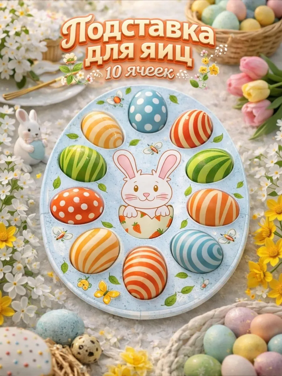 Подставка для яиц Доляна «Зайка» 24×20.6 см 10 ячеек стекло