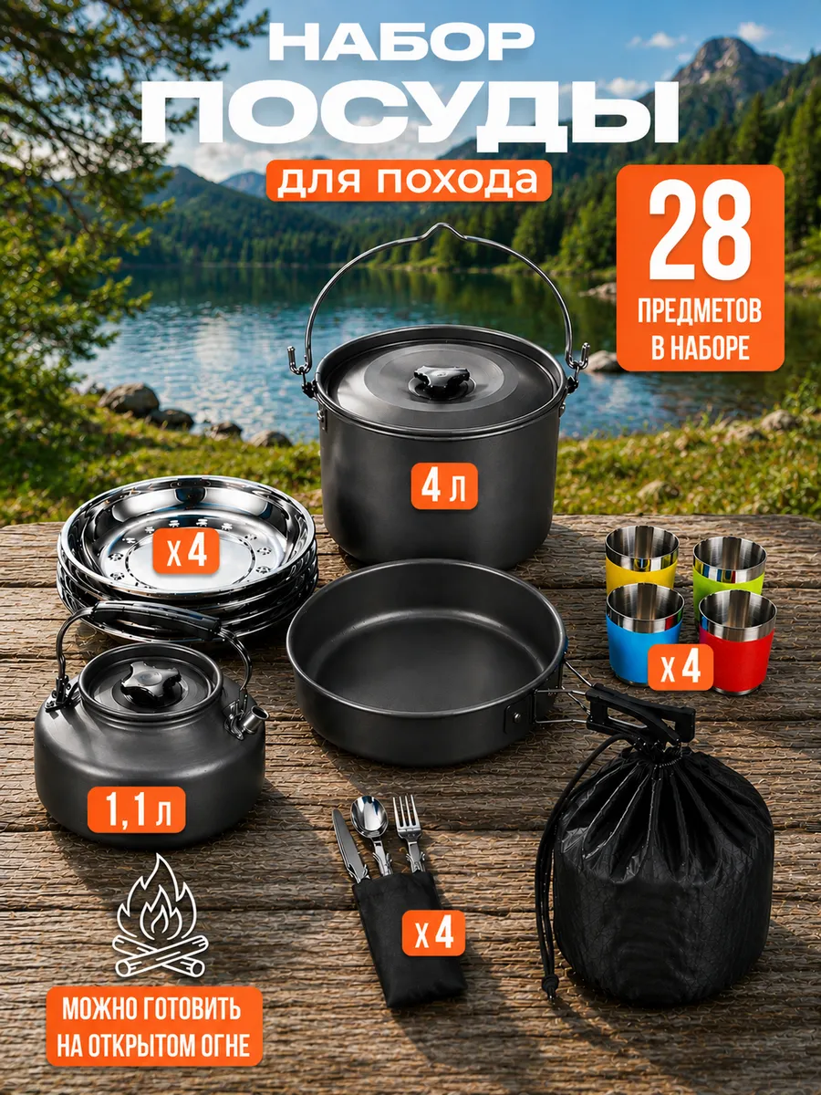 Посуда походная котелки туристические