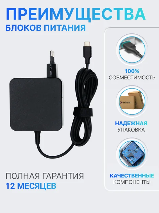 Блок питания 65W для умной колонки Яндекс Станция Макс, 65 Вт, фото 5