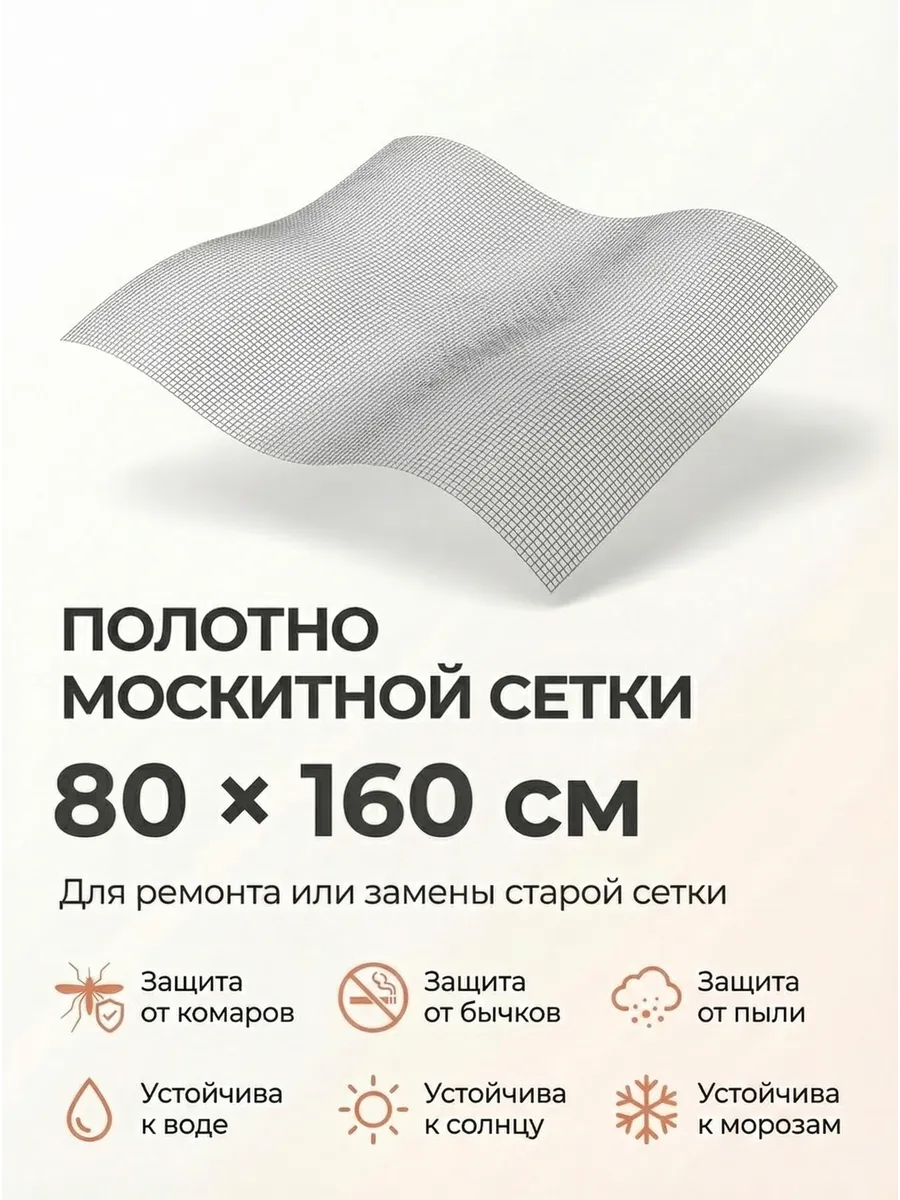 Полотно москитной сетки 80x160 см, для замены, ремкомплект