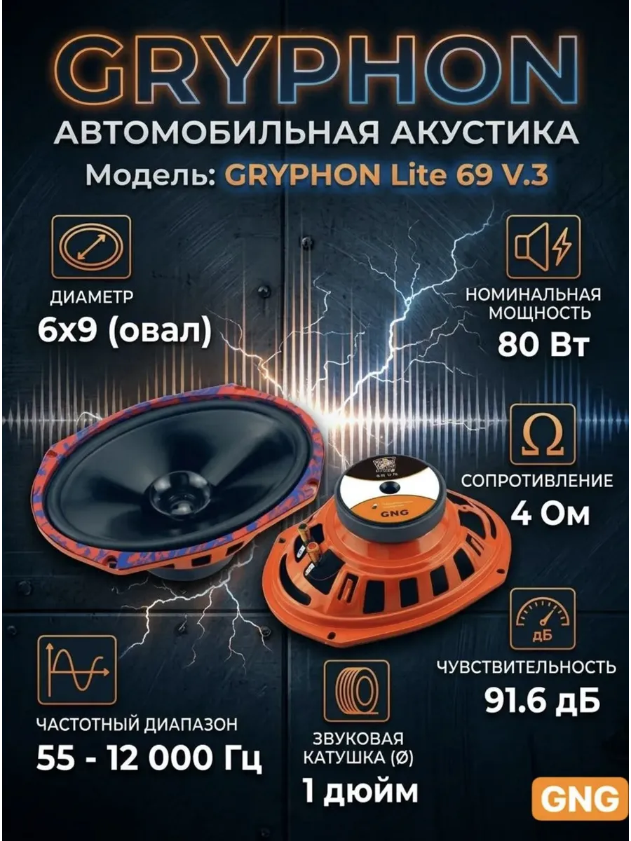 Колонки автомобильные, эстрадная акустика Gryphon V.3 69