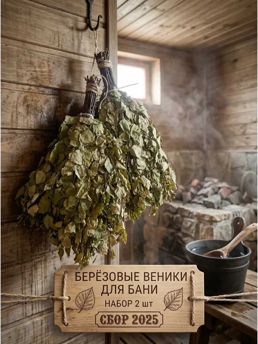 Веник для бани и сауны березовый 2 шт