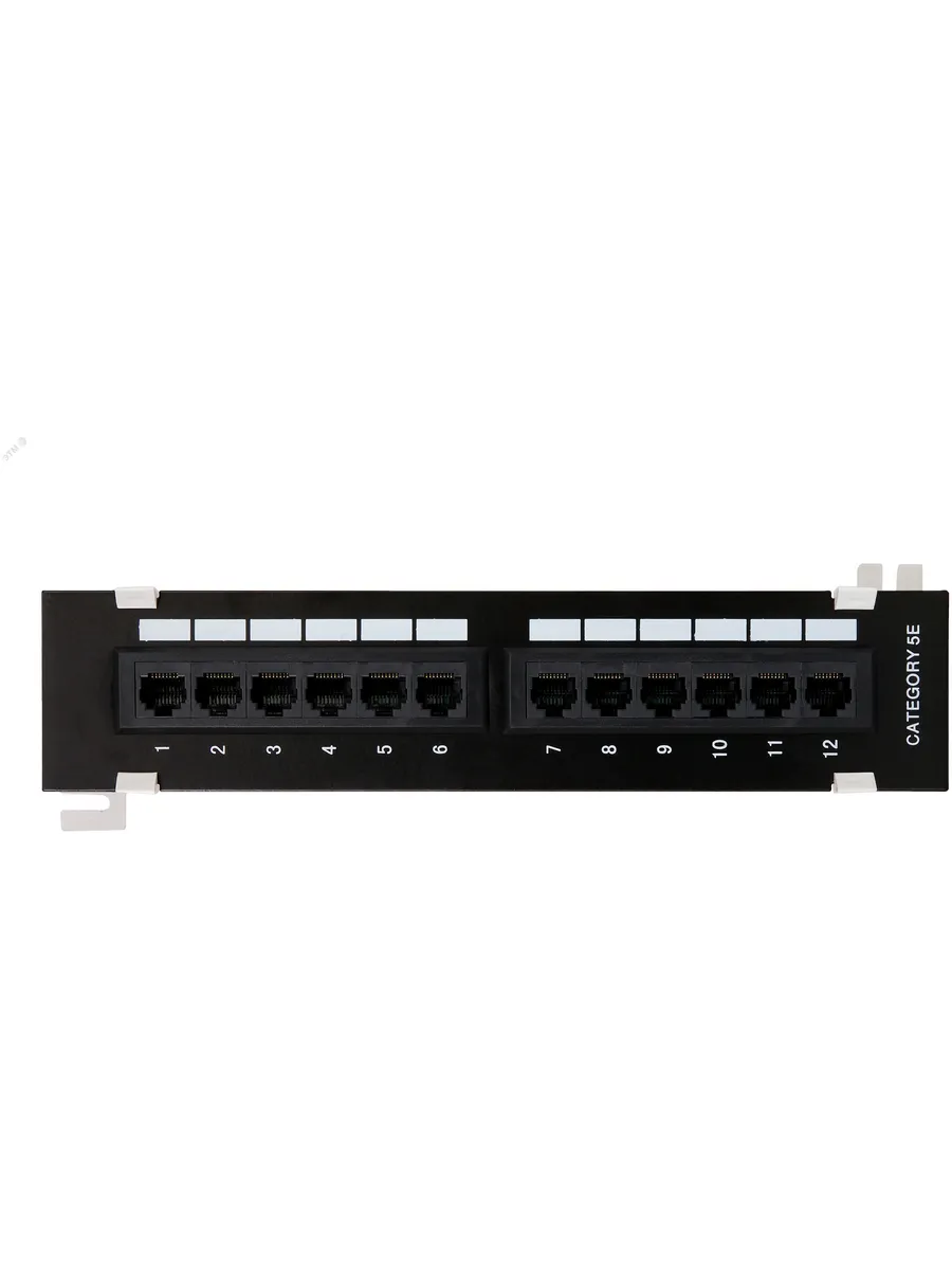 Панель настенная 12 портов Кат.5e RJ45 8P8C неэкран. черная