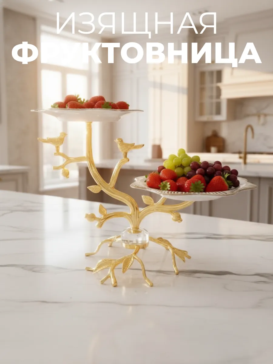 фруктовница 2 ярусный фарфоровая