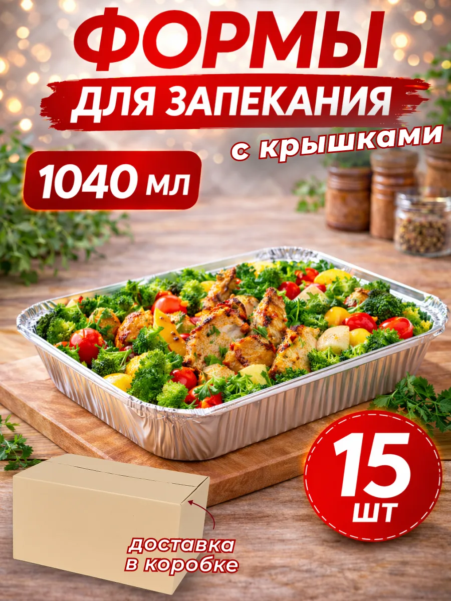 Алюминиевые формы для запекания 1040 мл 15 штук