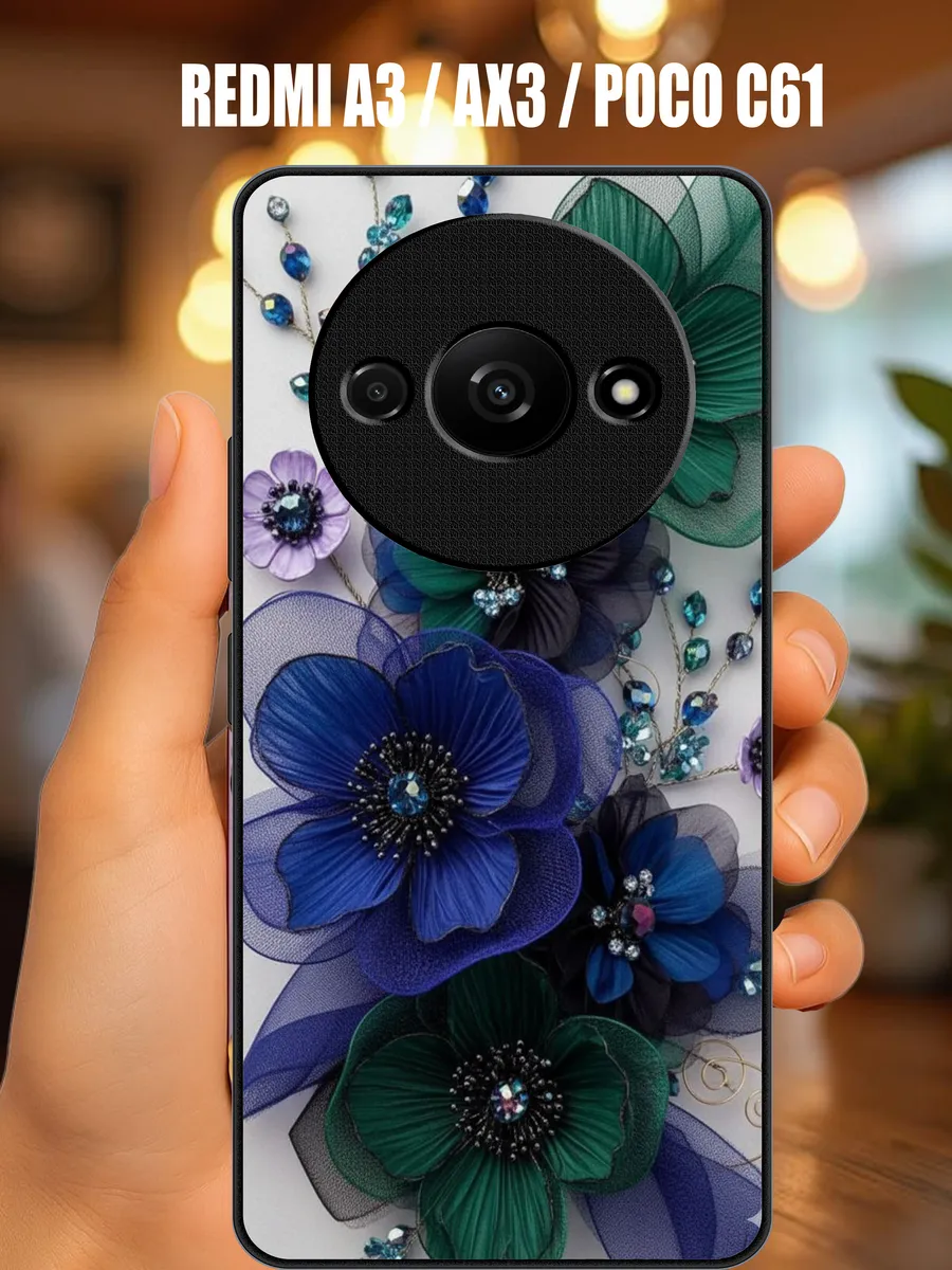 Чехол на redmi a3 / ax3 / poco c61 с принтом цветы