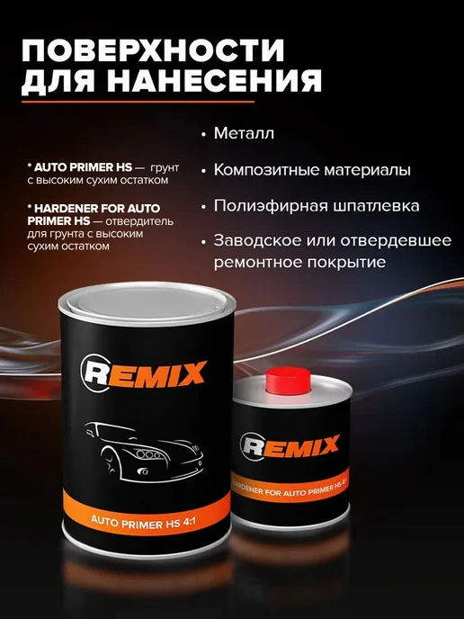 Remix Грунтовка для автомобиля акриловая 2K HS 4 1 белая праймер, белый, фото 3