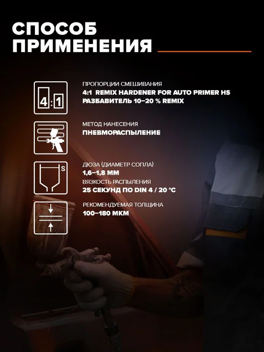 Remix Грунтовка для автомобиля акриловая 2K HS 4 1 белая праймер, белый, фото 6