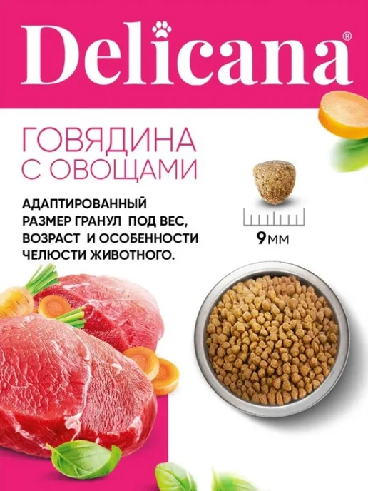 Сухой корм Delicana для собак, мелкие, говядина, 8 кг, фото 4