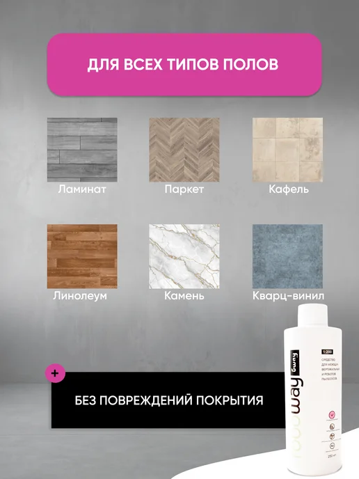 Uway Моющее средство для робота пылесоса, универсальное, 250мл, 250 мл, фото 7