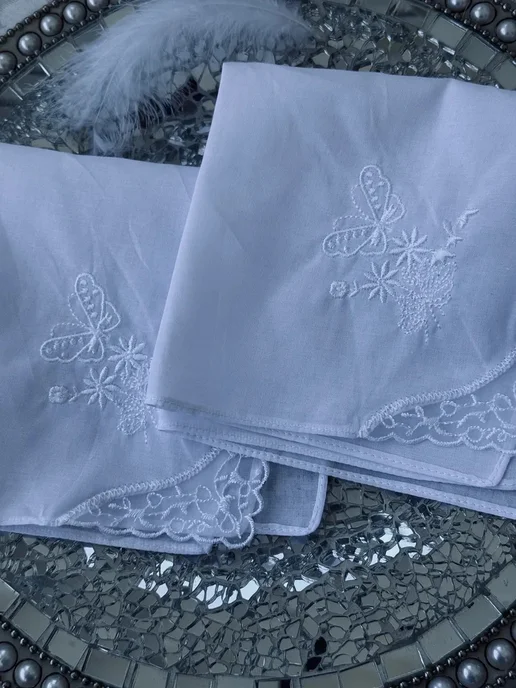 Lapastel Платки носовые 3 шт 30х30 см хлопок подарочные хб тканевые, 28x28 см, 2 шт, фото 3