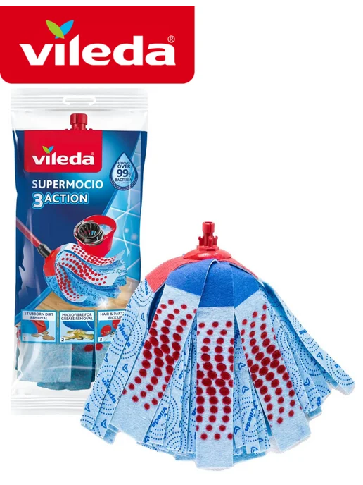 VILEDA Насадка ленточная для швабры Supermocio 3 Action, голубой
