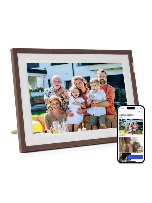 Arzopa 15.6" Цифровая сенсорная фоторамка D15 Brown, коричневый, фото 2