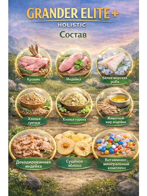 Сухой корм Усатая Страна Grander Elite для собак, 15 кг, фото 2
