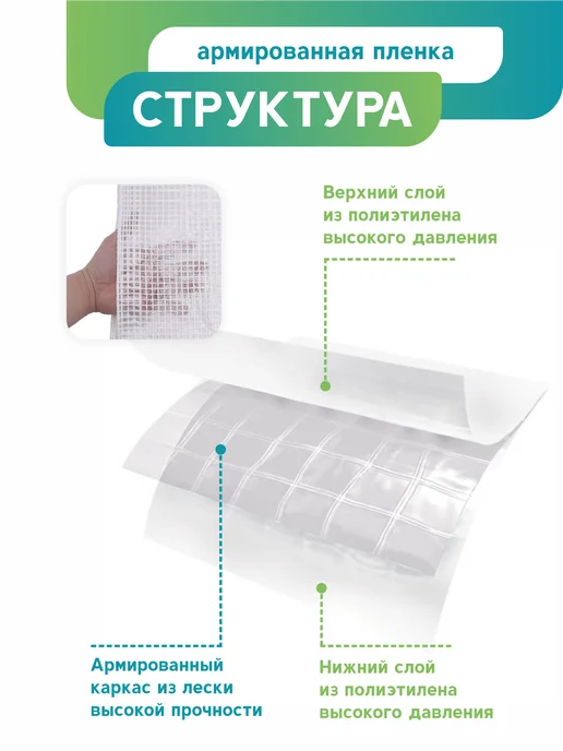 ЧЗМ Пленка армированная для теплиц 6х6м 300 мкрн, 6x6 м, фото 3