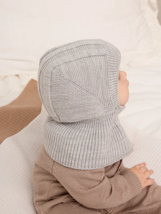 Starkoff Kids Шапка шлем для новорожденного малыша осень, серый, фото 2