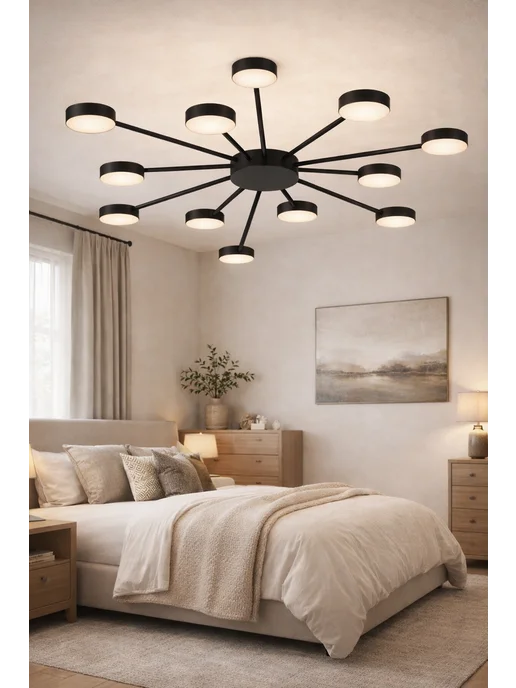 D&S LIGHTING Люстра потолочная LED GX53 7 ламп для гостиной и спальни, черный, фото 3