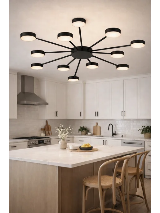 D&S LIGHTING Люстра потолочная LED GX53 7 ламп для гостиной и спальни, черный, фото 4
