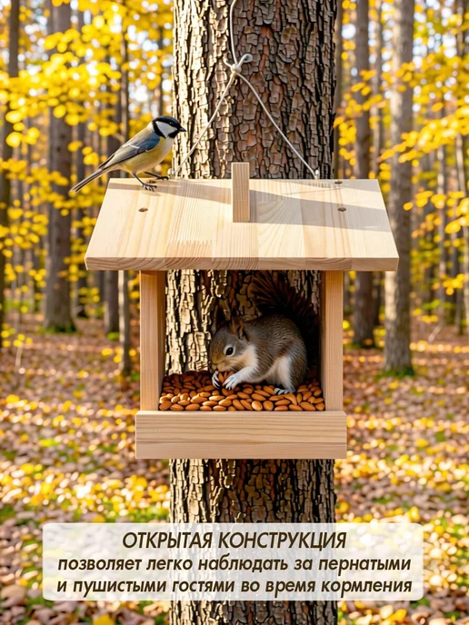 Озадачка Кормушка для птиц и белок, бежевый, фото 7