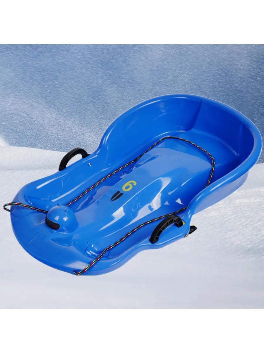 Детские пластиковые санки Snow Speeder 2 ручки, зима (Blue)