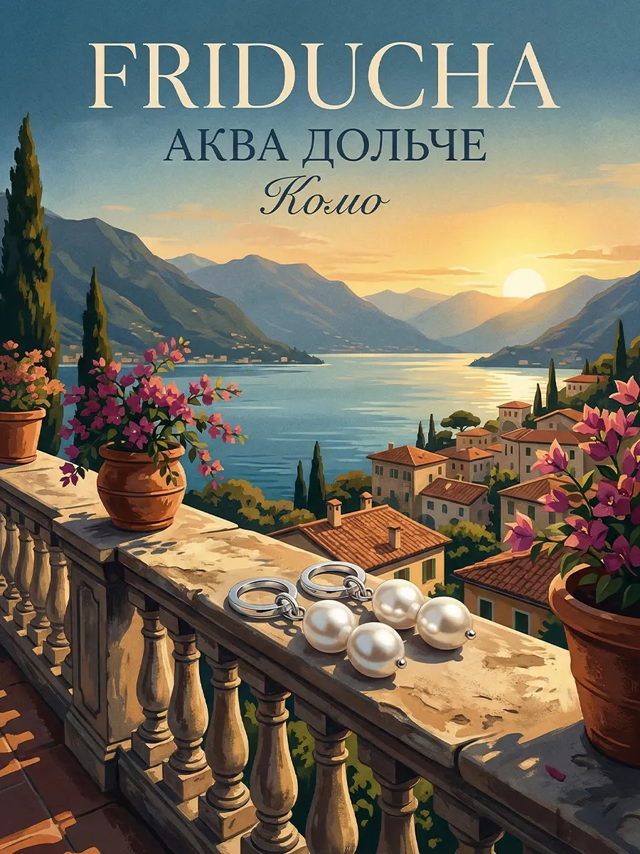Подвески «Комо» с жемчугом, родий, 2 шт