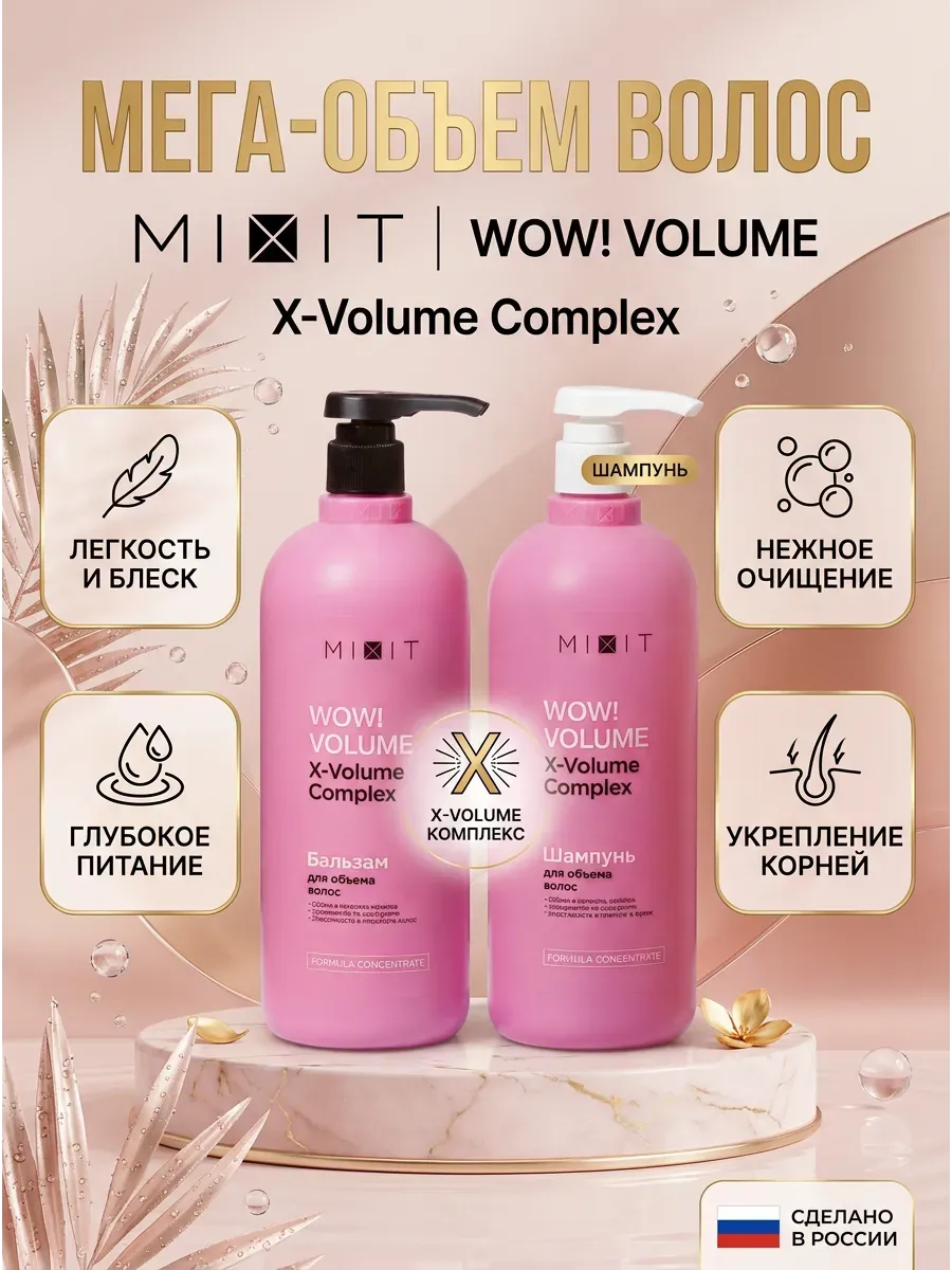 МІХІТ Набор шампунь + бальзам для волос WOW!VOLUME AHA & BHA