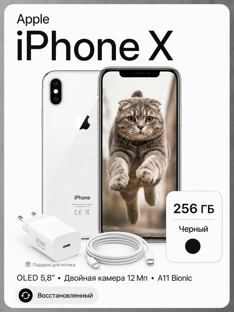 iPhone X 256 ГБ, Восстановленный