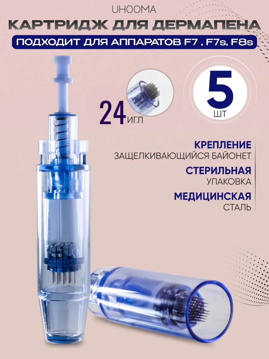 Картридж 24 игл для дермапена синий байонет 5 шт