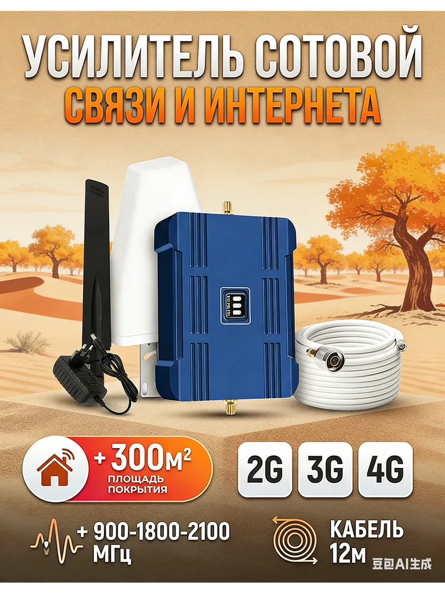 Усилитель сотовой связи и интернета LTE 900-1800-2100 МГц