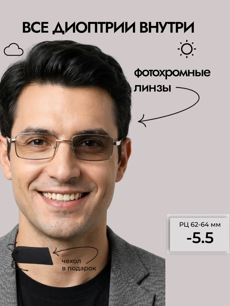 Очки для зрения мужские прямоугольные