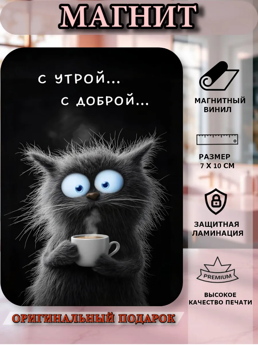 Магнит прикол на холодильник, кот юмор