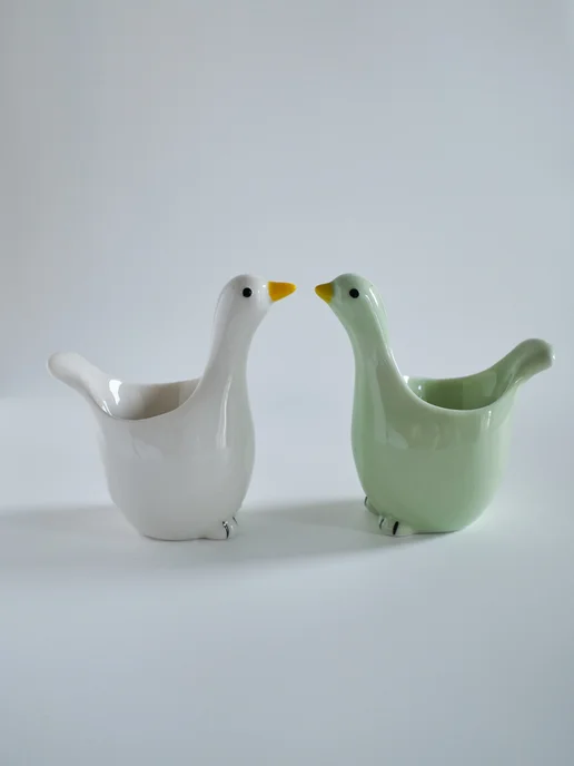 Thyme store Подставка керамическая для яйца «гусь», зеленый, фото 5