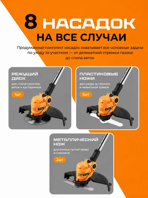 DEKO Триммер аккумуляторный DKTR20, 2*2.0Ач, SET1, 2x2.0, фото 2