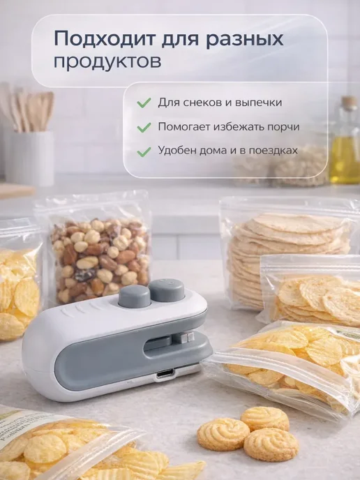 Ай0509 Портативный запайщик пакетов USB для кухни, синий, фото 3